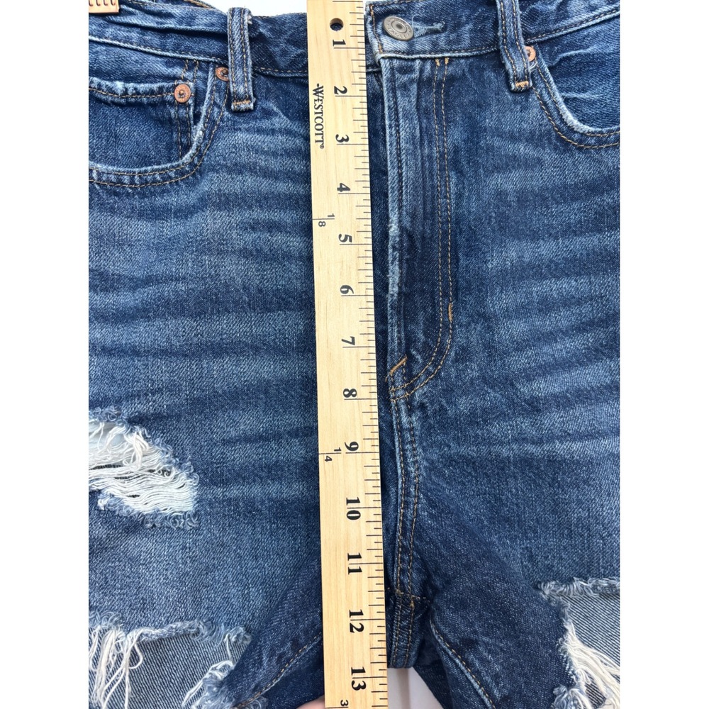American Eagle Womens Distressed Denim Shorts Dark Wash High Rise Size 8 Cotton - Picture 10 of 10